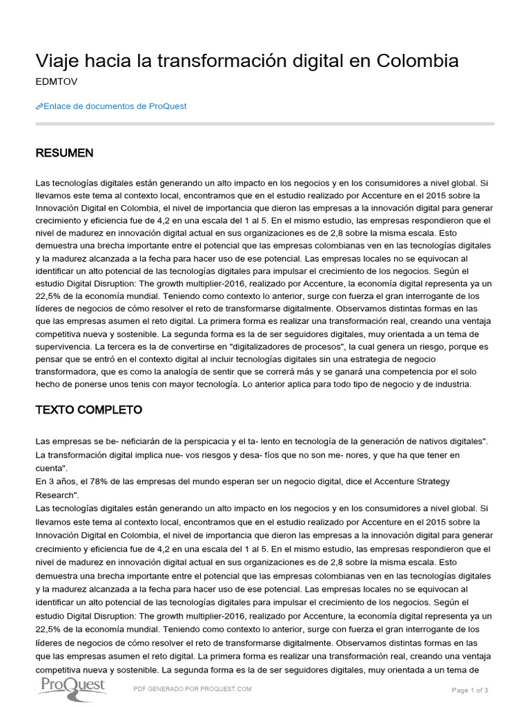 2.viaje Hacia La Transformación Digital en Colombia | PDF | Innovación ...
