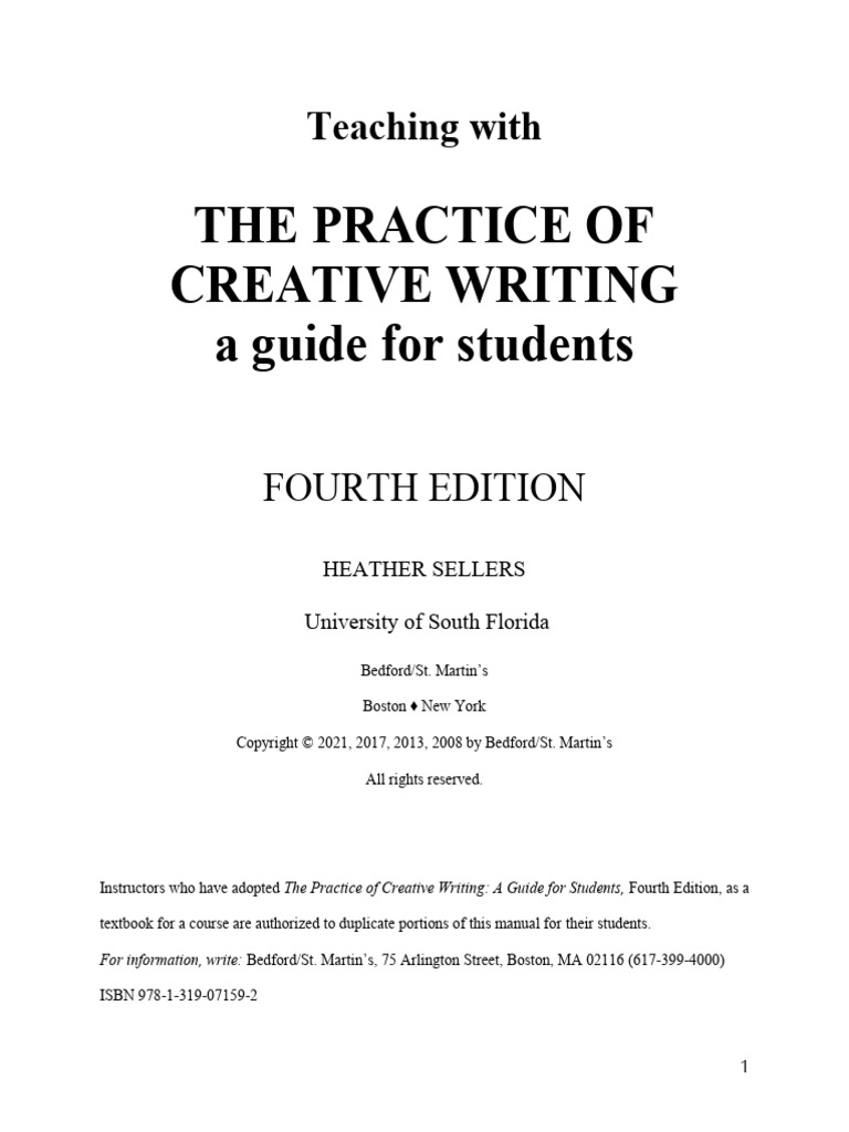 Sellers The Practice of Creative Writing 4e IM Cover and TOC | PDF ...