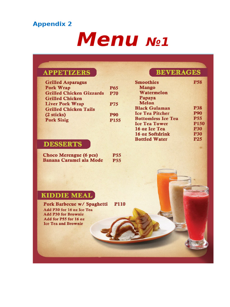 Appendix 2. Menu | PDF
