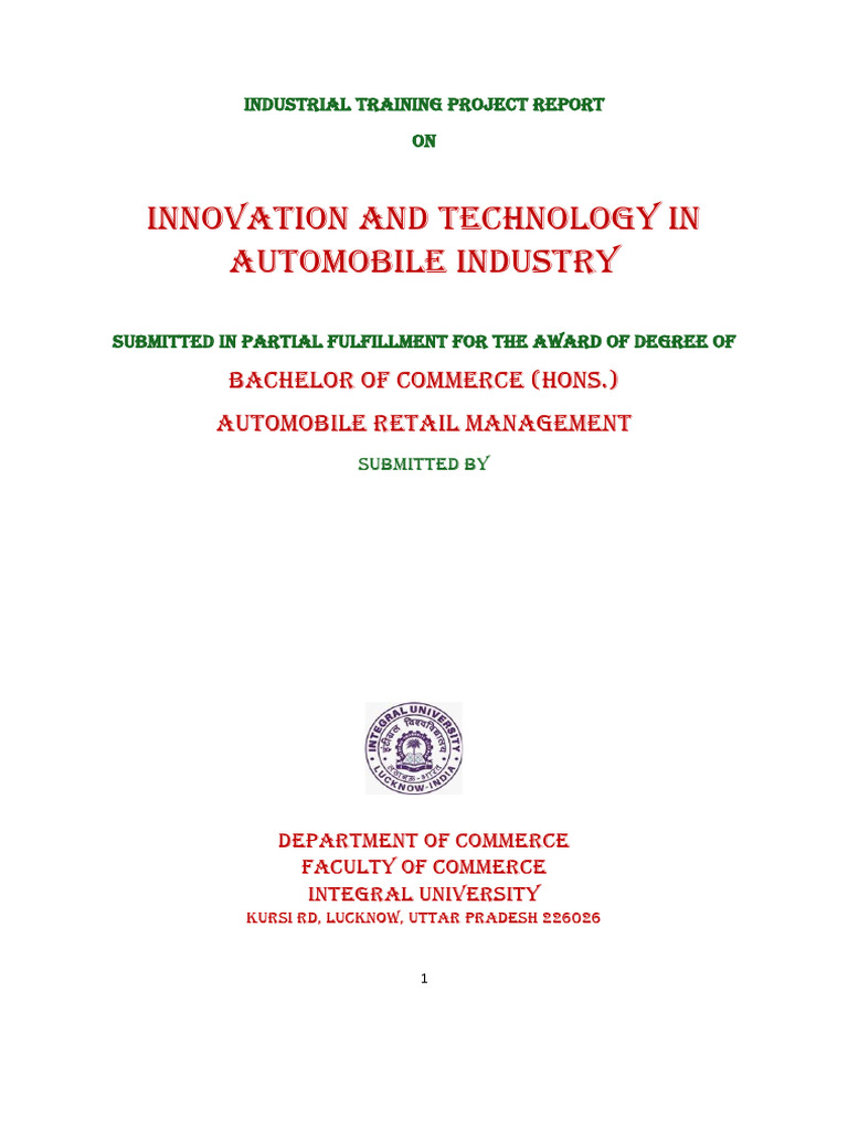Format B.COM (ARM) Project Report Lu | PDF | Electric Vehicle | Car