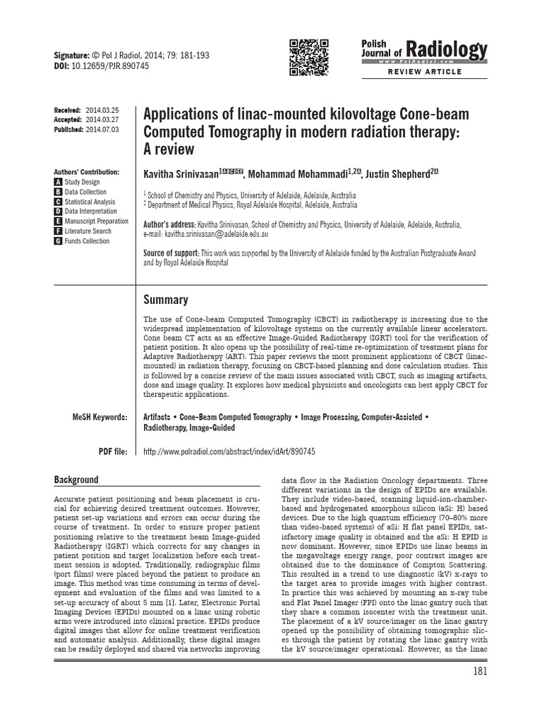Applications of Linac-Mounted Kilovoltage Cone-Beam Computed Tomography ...
