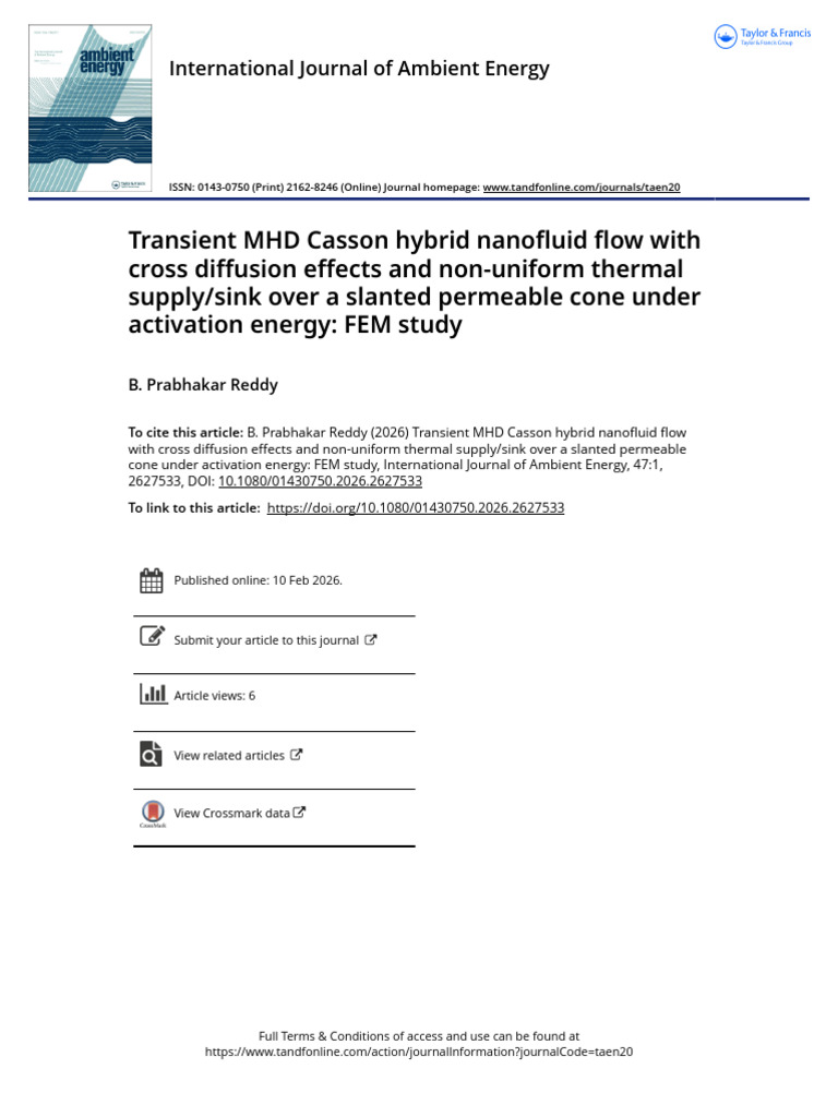 Transient MHD Casson Hybrid Nanofluid Flow With Cross Diffusion Effects ...