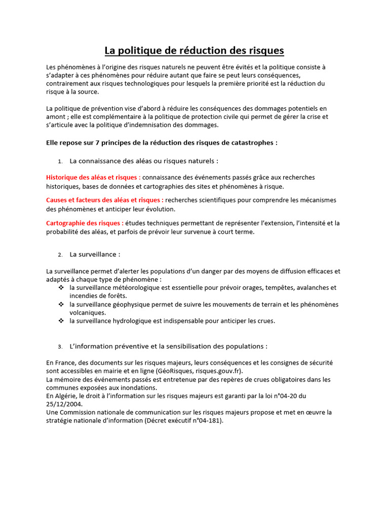 La Politique de Réduction Des Risques | PDF | Risque