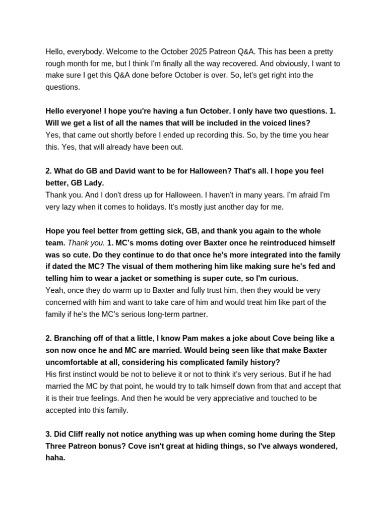 2025 October Q&A Transcript (Private) | PDF