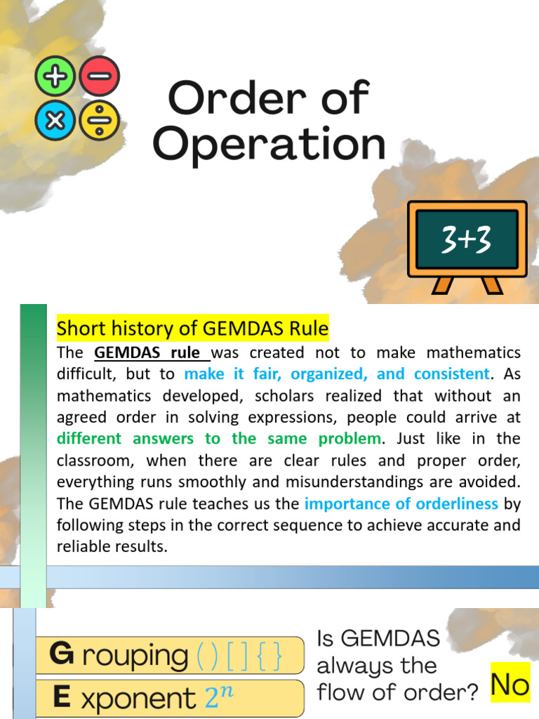 Notes Order of Operation Gemdas | PDF | Subtraction | Number Theory