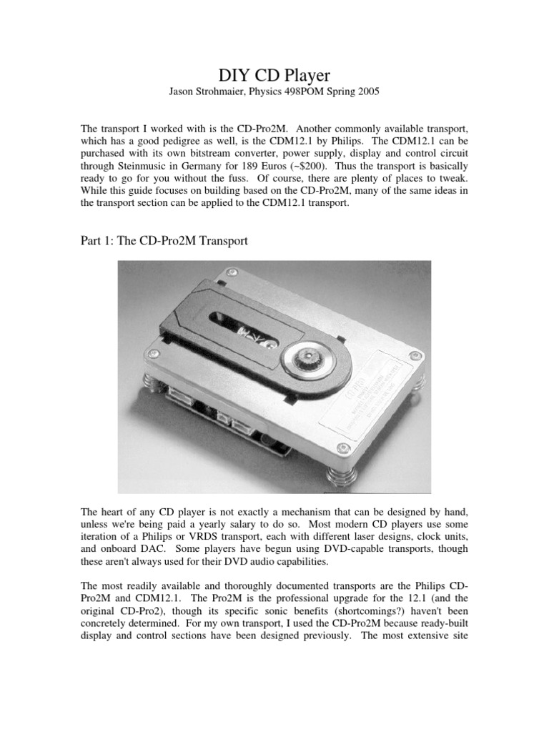 Building a DIY CD Player with CD-Pro2M | PDF | Power Supply | Sampling ...