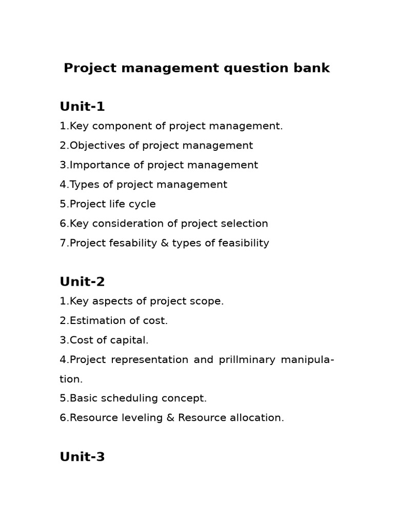 Project Management Question Bank | PDF