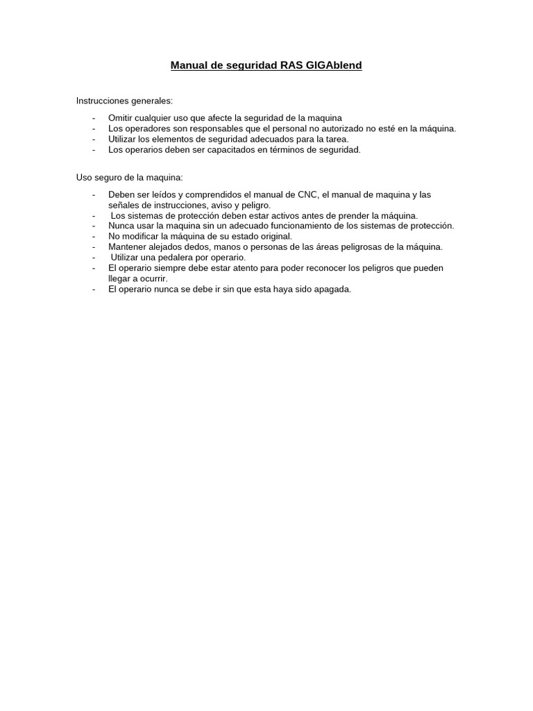 Instructivo de Seguridad RAS | PDF