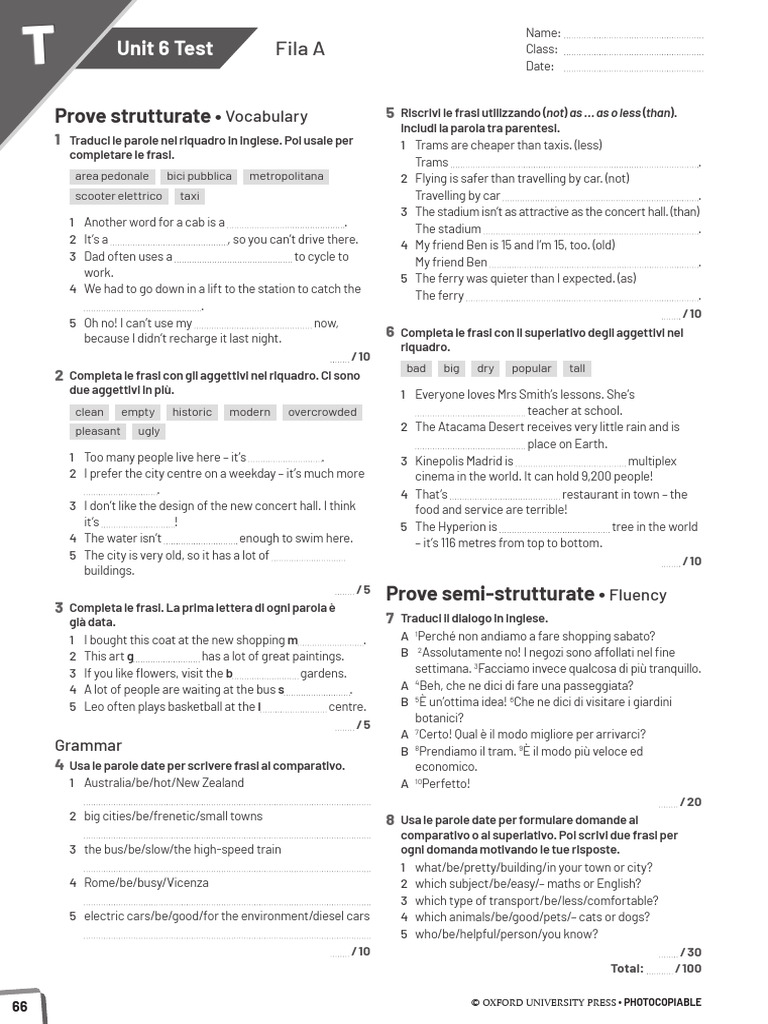 A2 B1 U6 Unit Test Fila A | PDF | Land Vehicles | Vehicles
