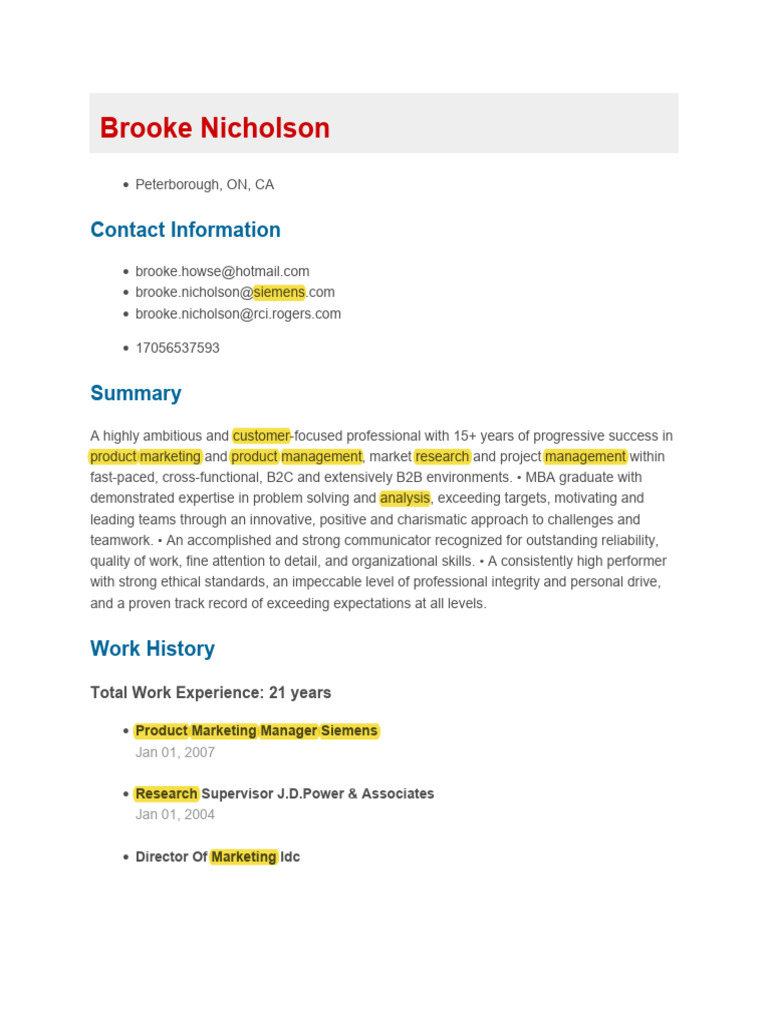 Dice Profile Brooke Nicholson Highlighted | PDF