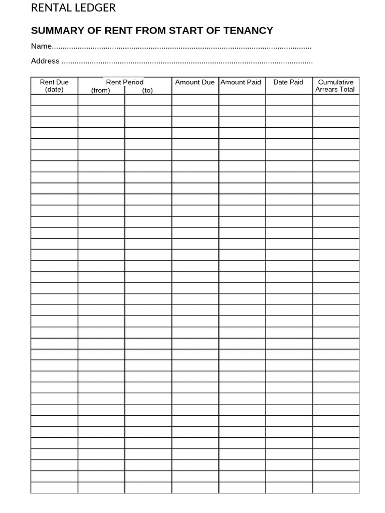 Rental Ledger Template 13 | PDF