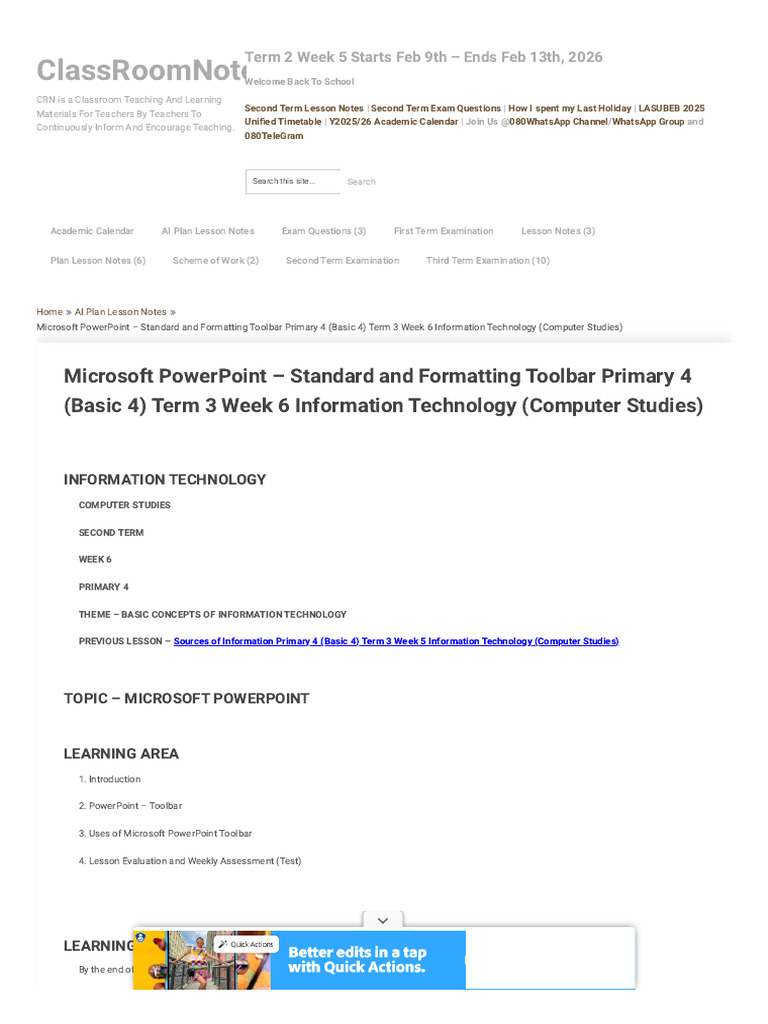Microsoft PowerPoint - Standard and Formatting Toolbar Primary 4 (Basic ...