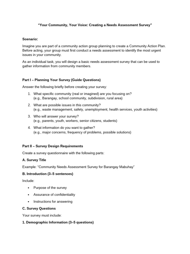 Community Needs Assessment ACTIVITY | PDF