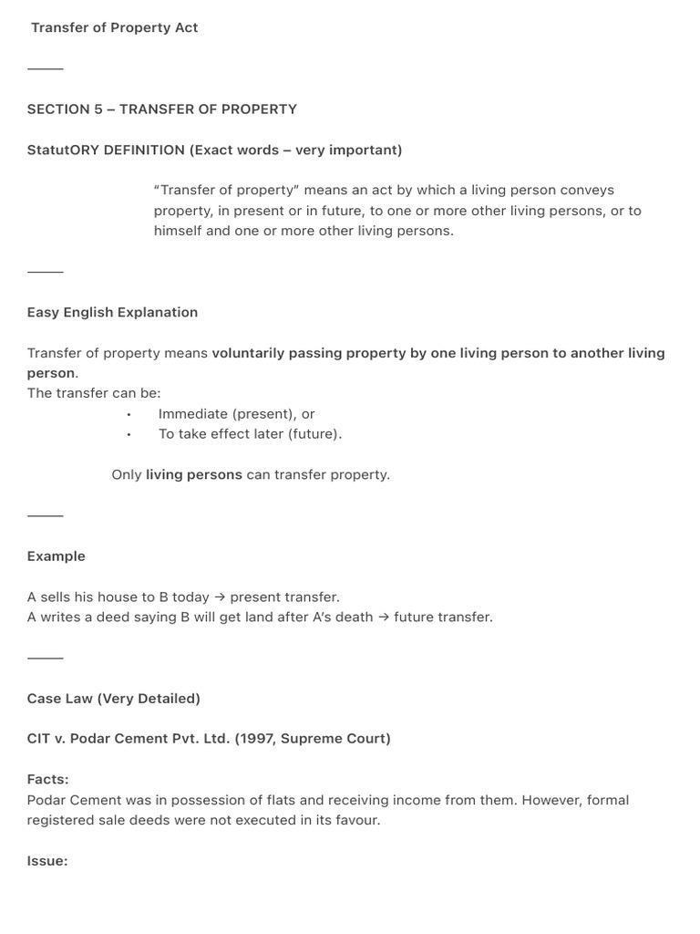 Transfer of Property Act | PDF | Property | Real Property