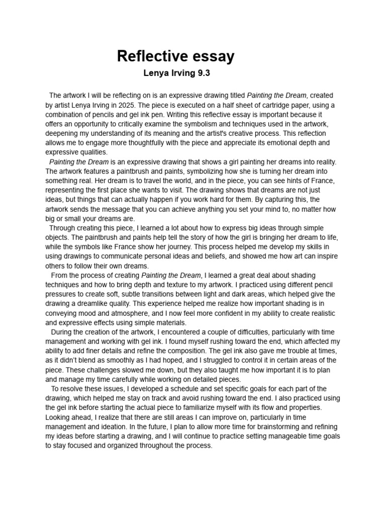Reflective Essay | PDF | Drawing | Dream