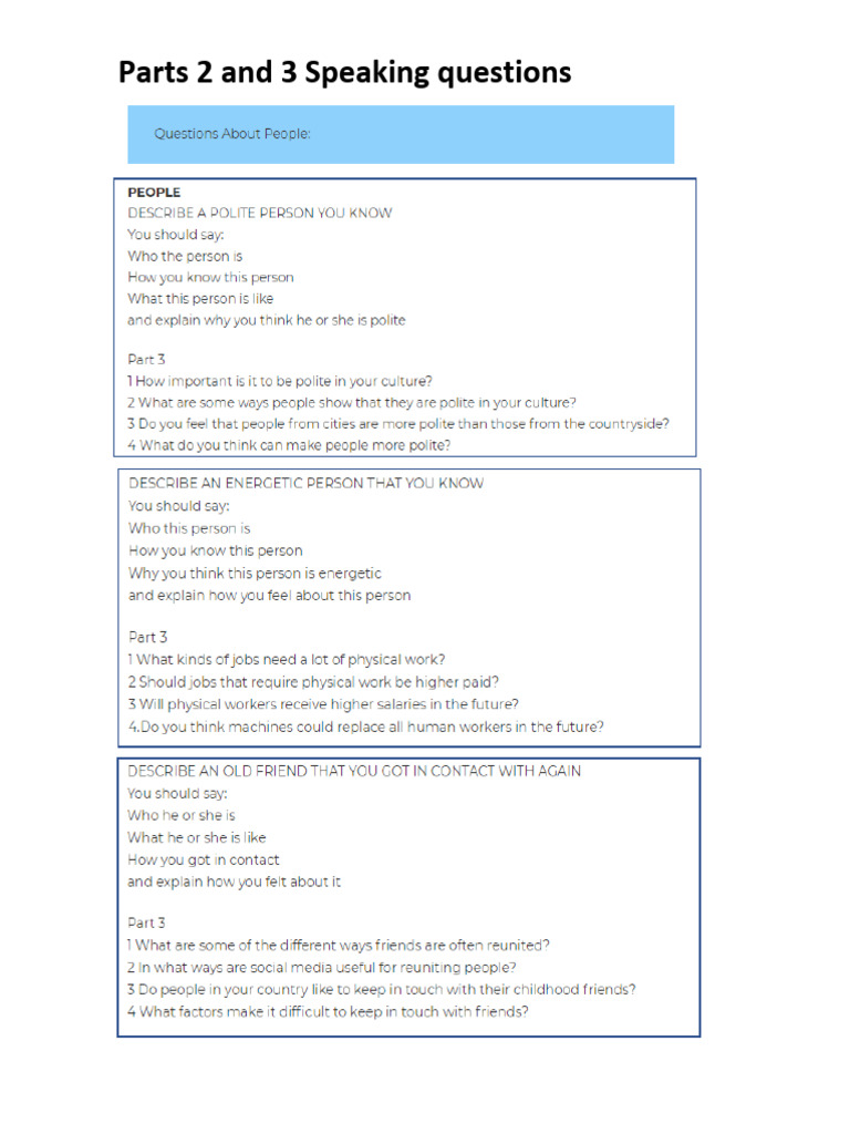 Speaking Parts 2&3 Extra Practice | PDF