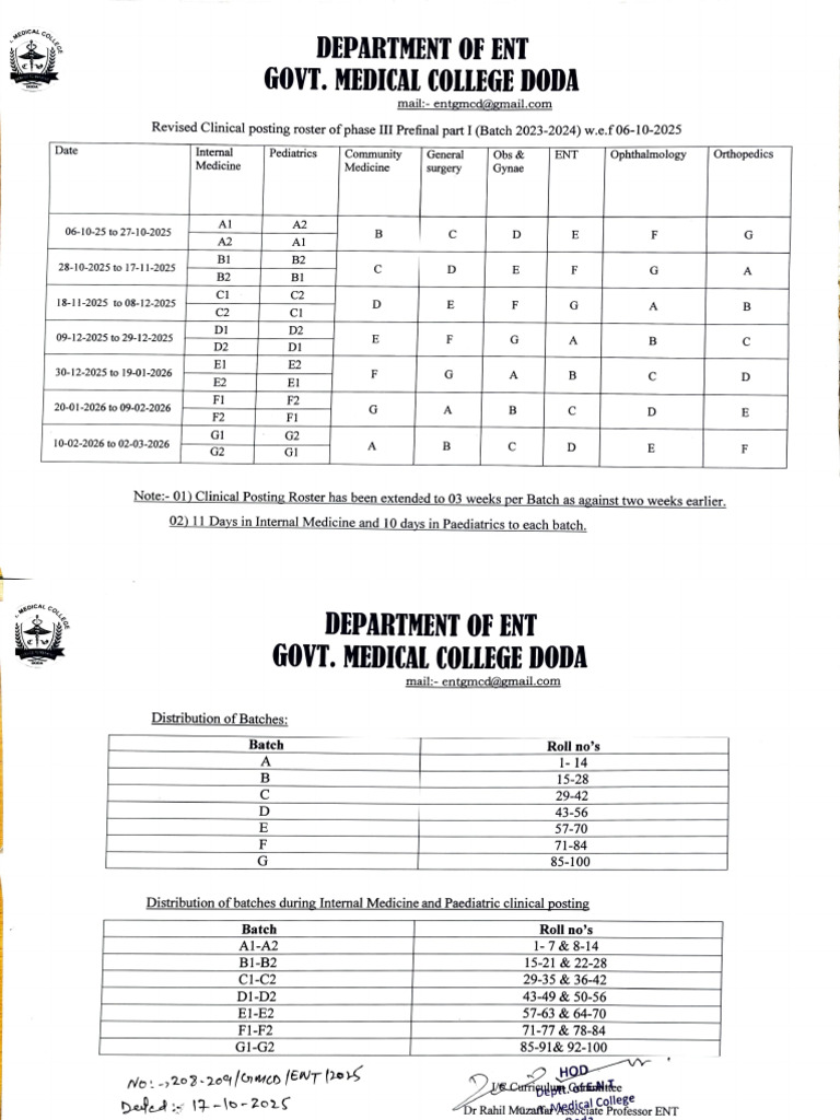 Revised Clinical Posting Roster 2 | PDF | Medicine | Health Care