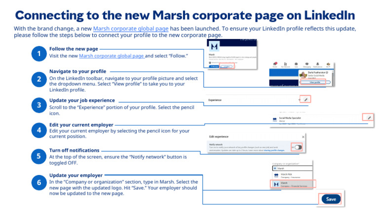 Connecting To New Marsh Corporate LinkedIn Page | PDF