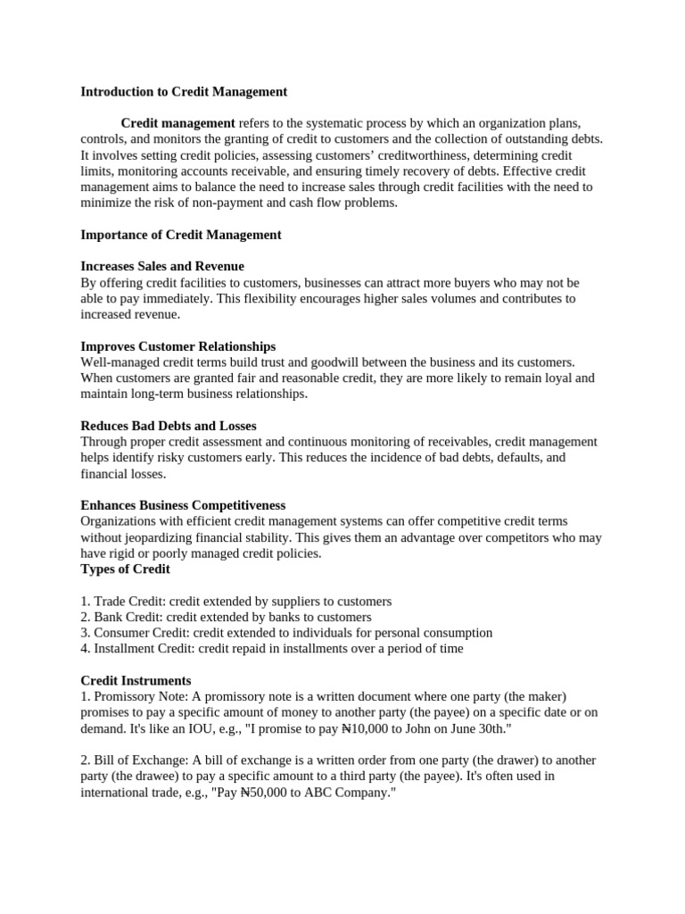 Credit Management | PDF | Credit | Finance & Money Management