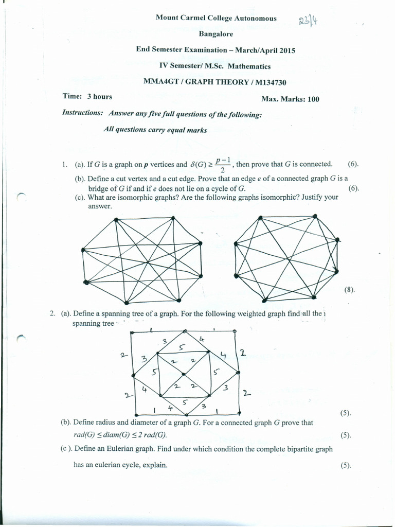 2015 Mar Apr Graph Theory | PDF | Graph Theory | Mathematical Relations