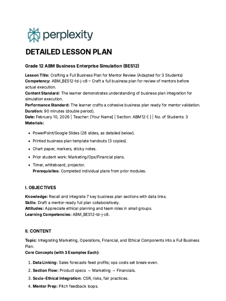 Detailed Lesson Plan | PDF