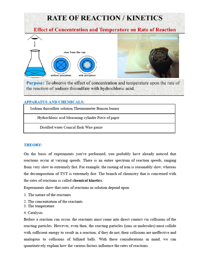 Experiment Grade 11 Reaction Rate | PDF | Reaction Rate | Chemical Kinetics