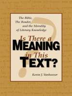 Is There a Meaning in This Text?: The Bible, the Reader, and the Morality of Literary Knowledge