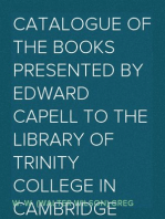 Catalogue of the Books Presented by Edward Capell to the Library of Trinity College in Cambridge