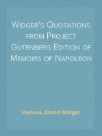 Widger's Quotations from Project Gutenberg Edition of Memoirs of Napoleon