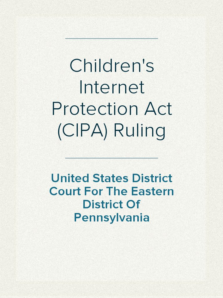 Lea Children's Protection Act (CIPA) Ruling de United States