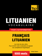Vocabulaire Français-Lituanien pour l'autoformation: 9000 mots