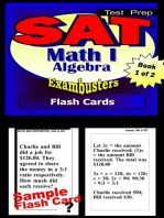 SAT Math Level I Test Prep Review--Exambusters Algebra Flash Cards--Workbook 1 of 2: SAT II Exam Study Guide