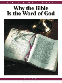 Bible Study Lesson 1 - Why the Bible is the Word of God