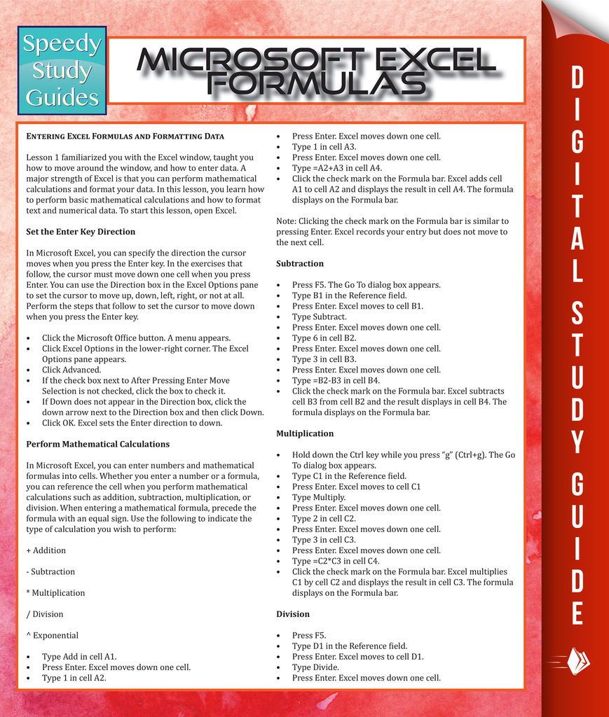 Read Microsoft Excel Formulas Online by Speedy Publishing Books