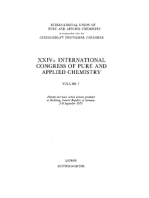 XXIVth International Congress of Pure and Applied Chemistry: Plenary and Main Section Lectures Presented at Hamburg, Federal Republic of Germany, 2-8 September 1973