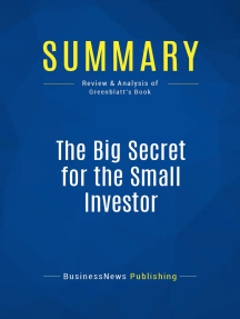 The Big Secret for the Small Investor (Review and Analysis of Greenblatt's Book)
