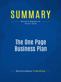 the one page business plan by jim horan