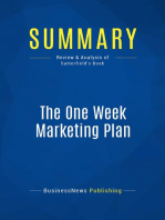 The One Week Marketing Plan (Review and Analysis of Satterfield's Book)