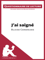 J'ai saigné de Blaise Cendrars: Questionnaire de lecture