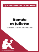 Roméo et Juliette de Shakespeare (Questionnaire de lecture): Document rédigé par Mélanie Kuta