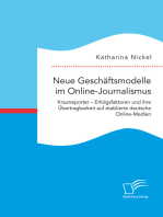 Neue Geschäftsmodelle im Online-Journalismus. Krautreporter – Erfolgsfaktoren und ihre Übertragbarkeit auf etablierte deutsche Online-Medien