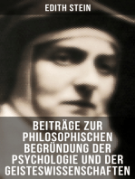 Edith Stein: Beiträge zur philosophischen Begründung der Psychologie und der Geisteswissenschaften
