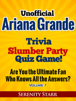 Unofficial Ariana Grande Trivia Slumber Party Quiz Game Volume 1