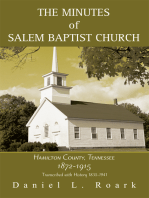 The Minutes of Salem Baptist Church: Hamilton County, Tennessee 1872-1915