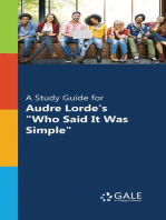 A Study Guide for Audre Lorde's "Who Said it was Simple"