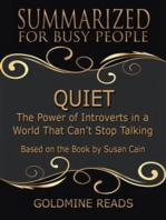 Quiet - Summarized for Busy People: The Power of Introverts in a World That Can’t Stop Talking: Based on the Book by Susan Cain