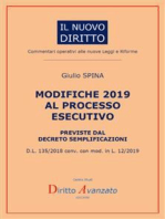 MODIFICHE 2019 AL PROCESSO ESECUTIVO previste dal decreto semplificazioni