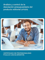 UF0255 - Análisis y control de la desviación presupuestaria del producto editorial