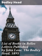 List of Books in Belles Lettres Published by John Lane, The Bodley Head, 1895