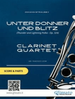 Clarinet Quartet sheet music: Unter Donner und Blitz (score & parts): Thunder and Lightning Polka - op. 324